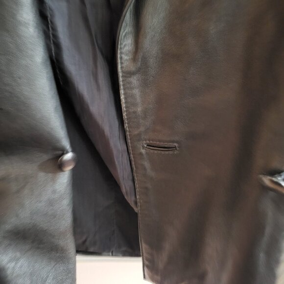 VTG S. Ajita Genuine Leather Oversized Jacket - Medium - Sequined Sleeves - Picture 10 of 12